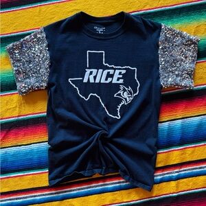 Rice University Sequin Sleeve Tee Shirt